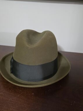Olive Green Felt Fedora Hat